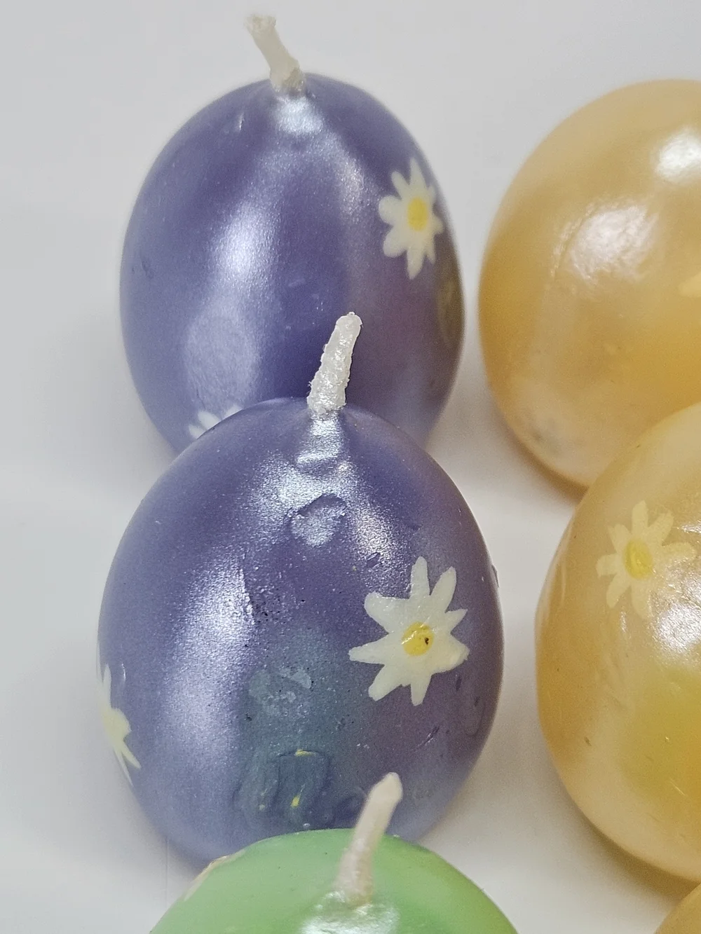 VINTAGE Mini Pastel Flower Detail Egg Shaped Candles Set of 12 Easter